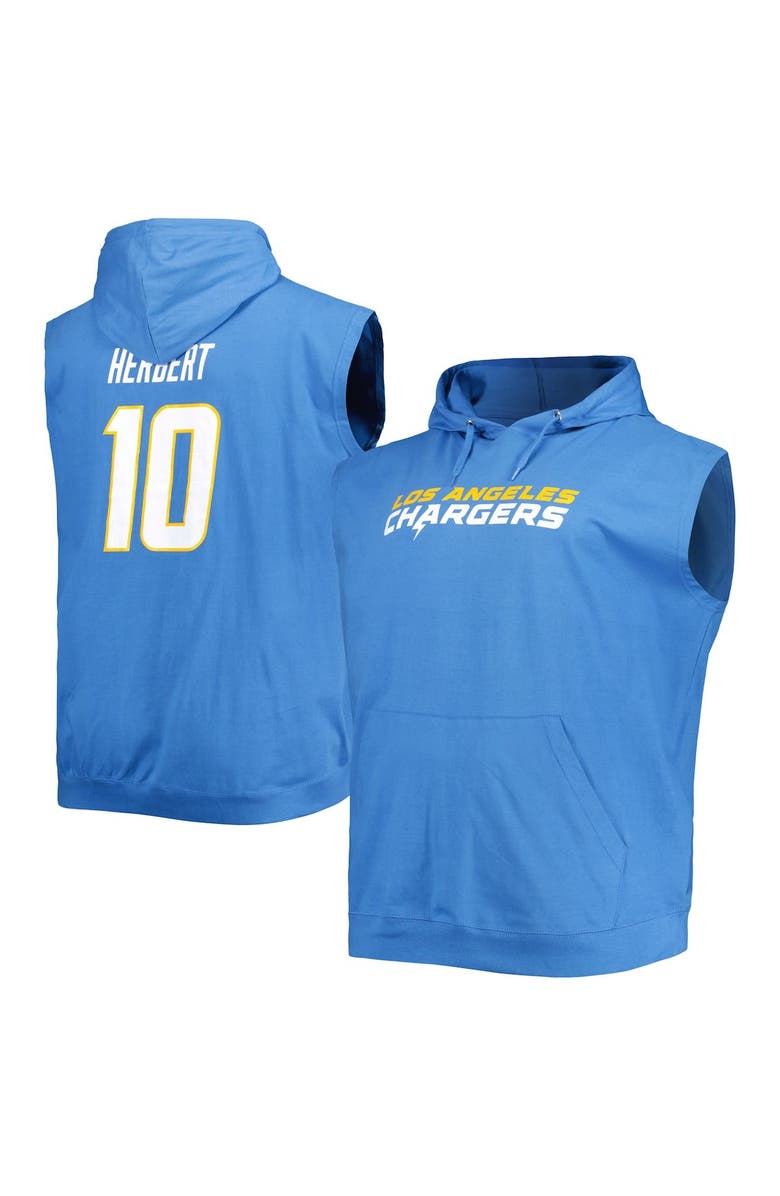 PROFILE Men's Profile Justin Herbert Powder Blue Los Angeles Chargers Big & Tall Muscle Pullover Hoodie, Main, color, Powder Blue
