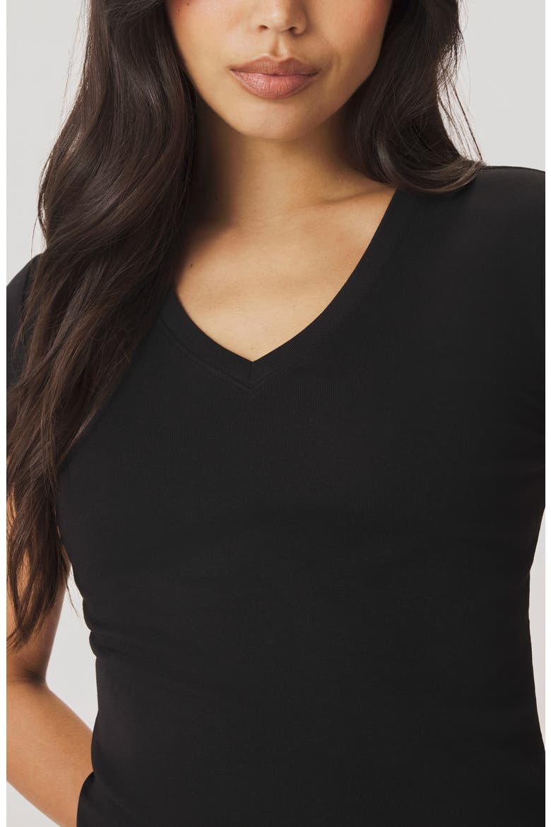 Josie Stretch V-Neck T-Shirt, Alternate, color, BLACK