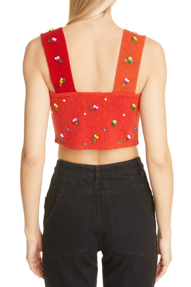 Rosie Pointelle Lambswool Crop Top, Alternate, color, TOMATO