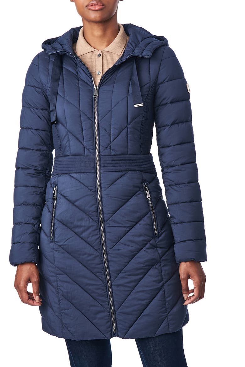 Packable Hooded Walker Coat, Main, color, DEEP OCEAN