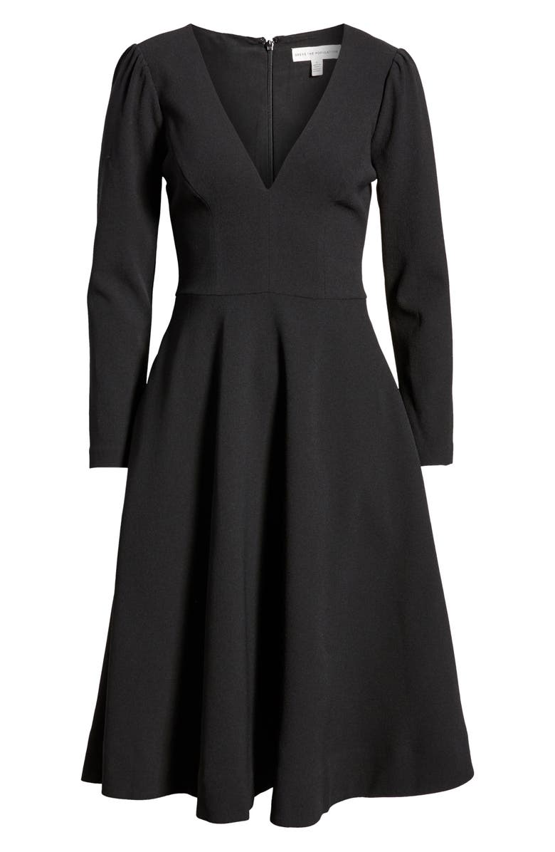 Dress the Population Catrine Fit & Flare Stretch Crepe Midi Dress, Alternate, color,