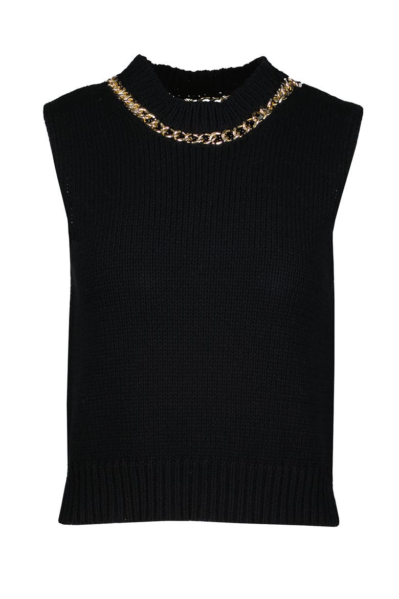Savoy Chain Detail Sweater Tank, Alternate, color, Black