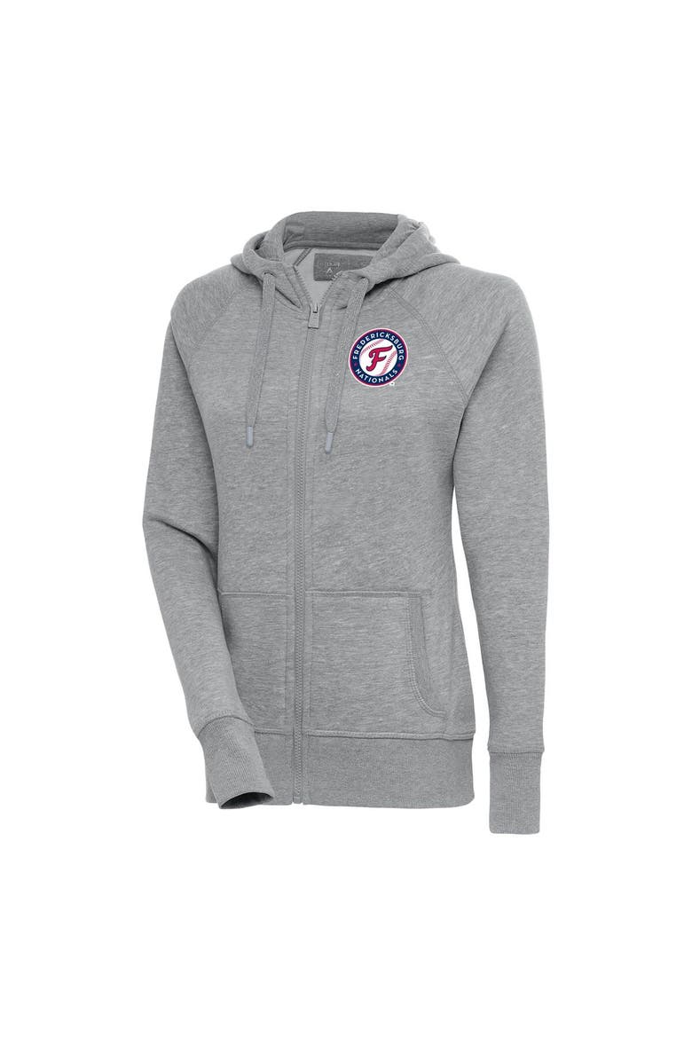Women's Antigua  Heather Gray Fredericksburg Nationals Victory Full-Zip Hoodie, Main, color, Heather Gray
