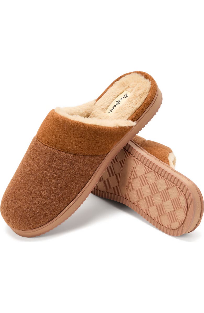 DEARFOAMS Owen Faux Fur Lined Scuff Slipper, Alternate, color, Chestnut