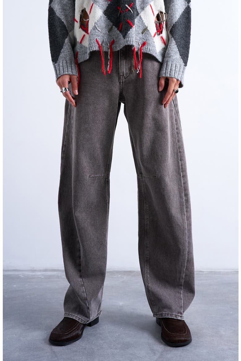 Barrel Leg High Waist Jeans, Main, color, GREY