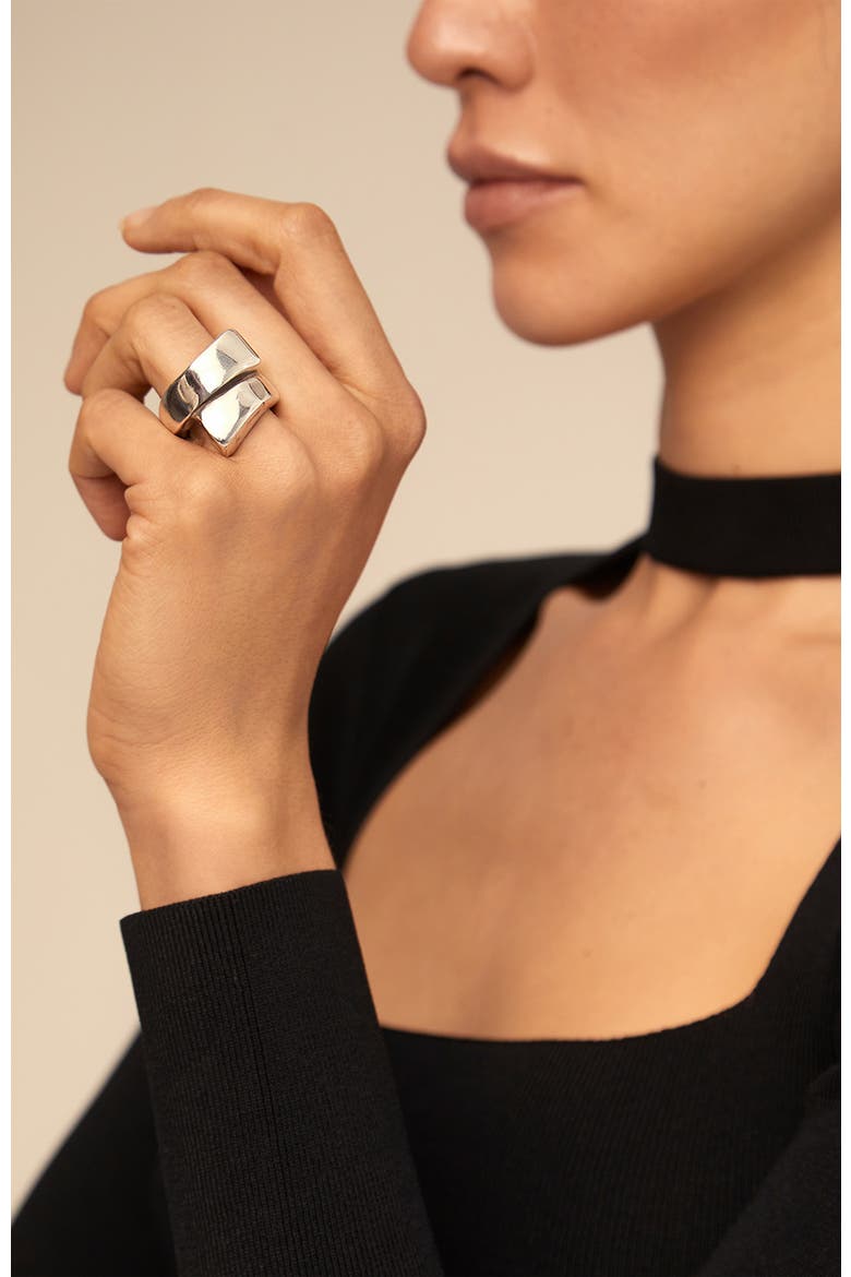 Sterling Silver-Plated Spiral Ring, Alternate, color, Silver