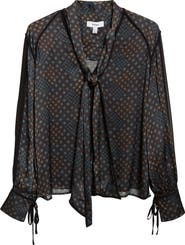 Reiss Eddie Foulard Print Tie Front Button-Up Shirt
