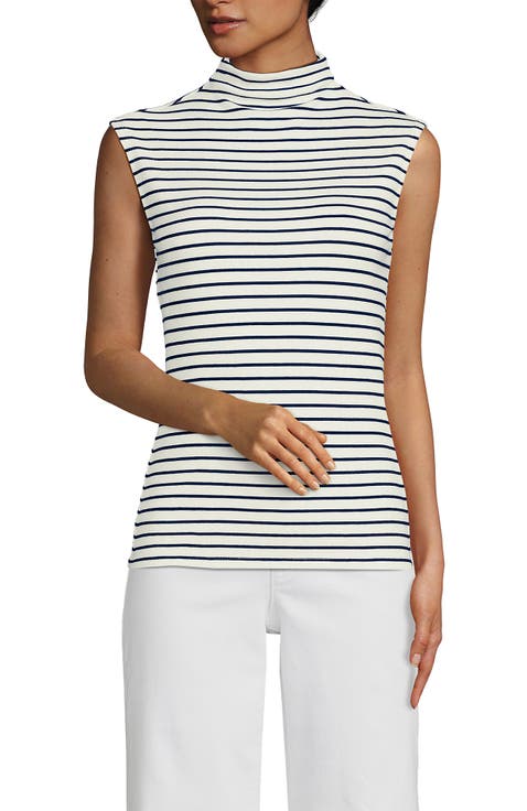 Cap Sleeve Drapey Rib Fitted Funnel Neck Tank