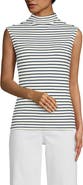 Lands' End Cap Sleeve Drapey Rib Fitted Funnel Neck Tank