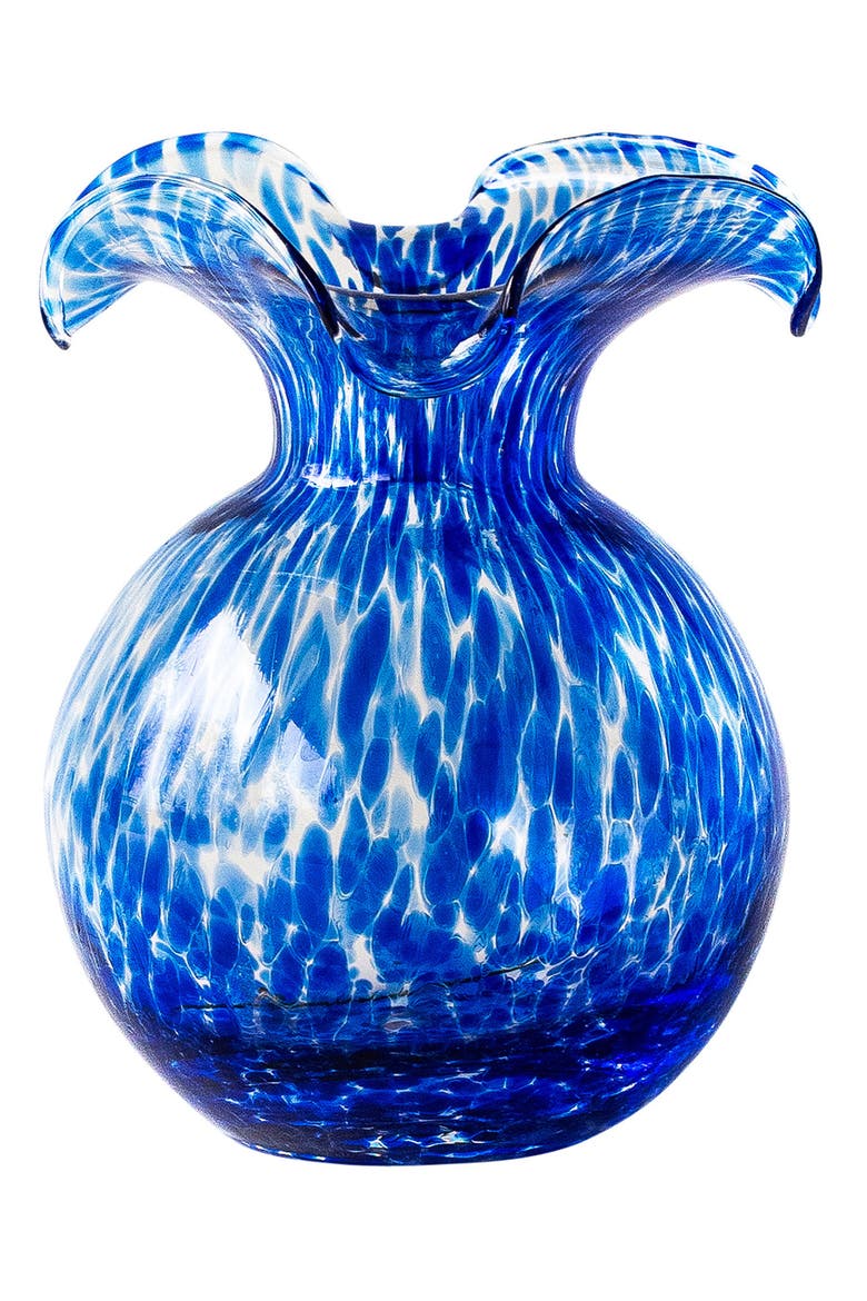 Hibiscus Fluted Glass Vase, Main, color, BLUE