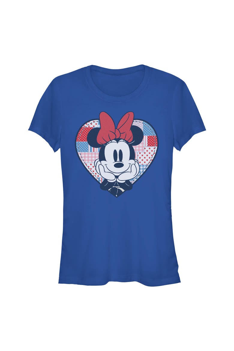 Junior's Cute Patchwork Heart Short Sleeve Graphic T-Shirt, Main, color, Royal Blue