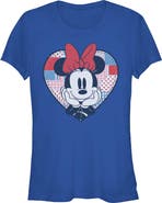 Minnie Mouse Junior's Cute Patchwork Heart Short Sleeve Graphic T-Shirt