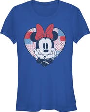 Minnie Mouse Junior's Cute Patchwork Heart Short Sleeve Graphic T-Shirt
