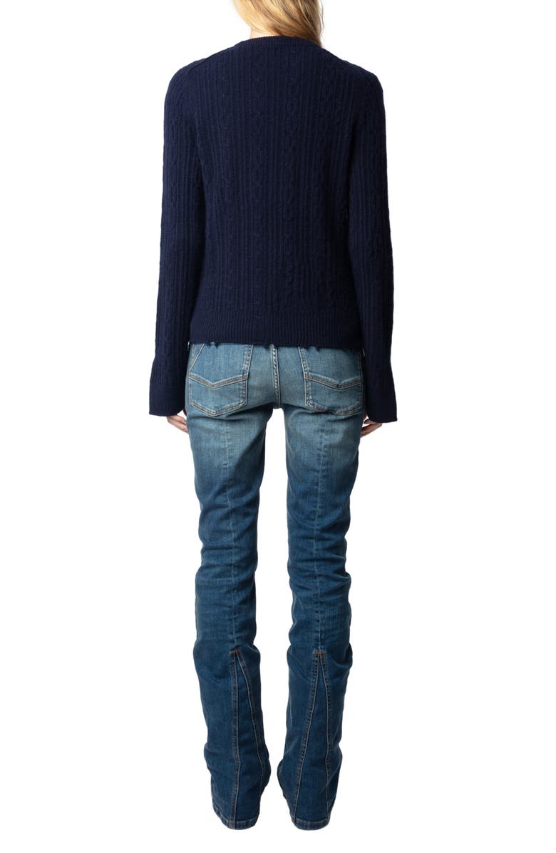 Zadig & Voltaire Jonasson Cable Knit Cashmere Sweater, Alternate, color, 