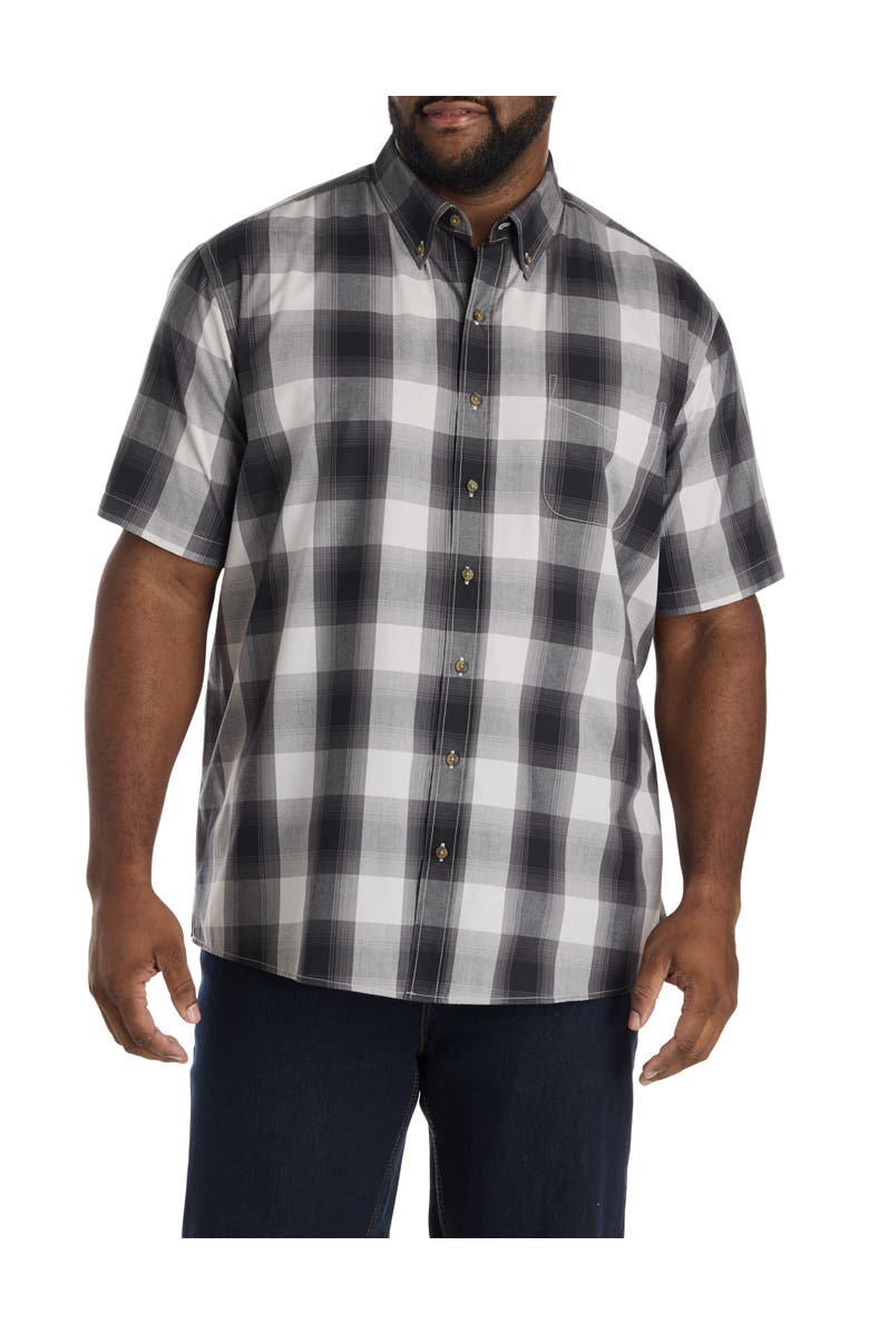 Harbor Bay by DXL Big & Tall Easy-Care Lrg Plaid Sport Shirt, Main, color, Black