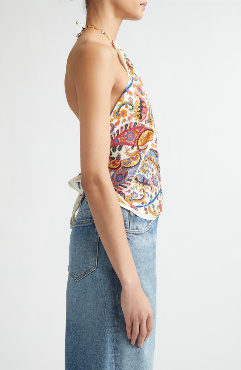 Etro Paisley Silk Bandana Halter Top, Alternate, color, 