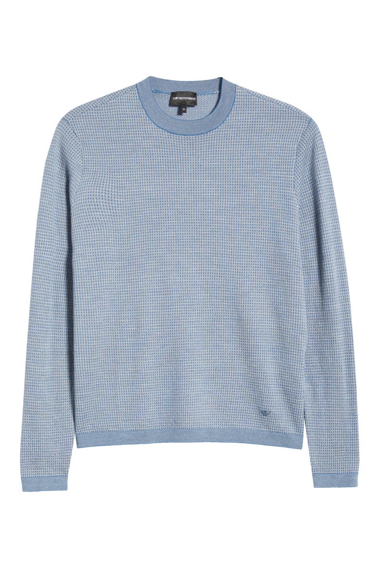 Geo Pattern Wool Sweater, Alternate, color, SOLID DARK BLUE