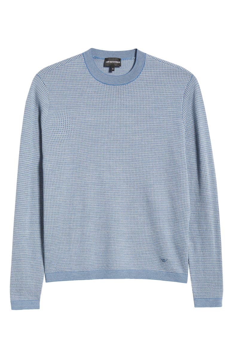 Emporio Armani Geo Pattern Wool Sweater, Alternate, color, Solid Dark Blue