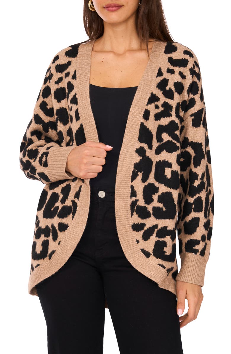 Vince Camuto Leopard Jacquard Cardigan, Main, color,