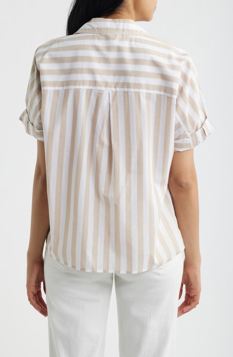 beachlunchlounge Chase Cotton & Modal Button-Up Shirt, Alternate, color, Toasted Khaki