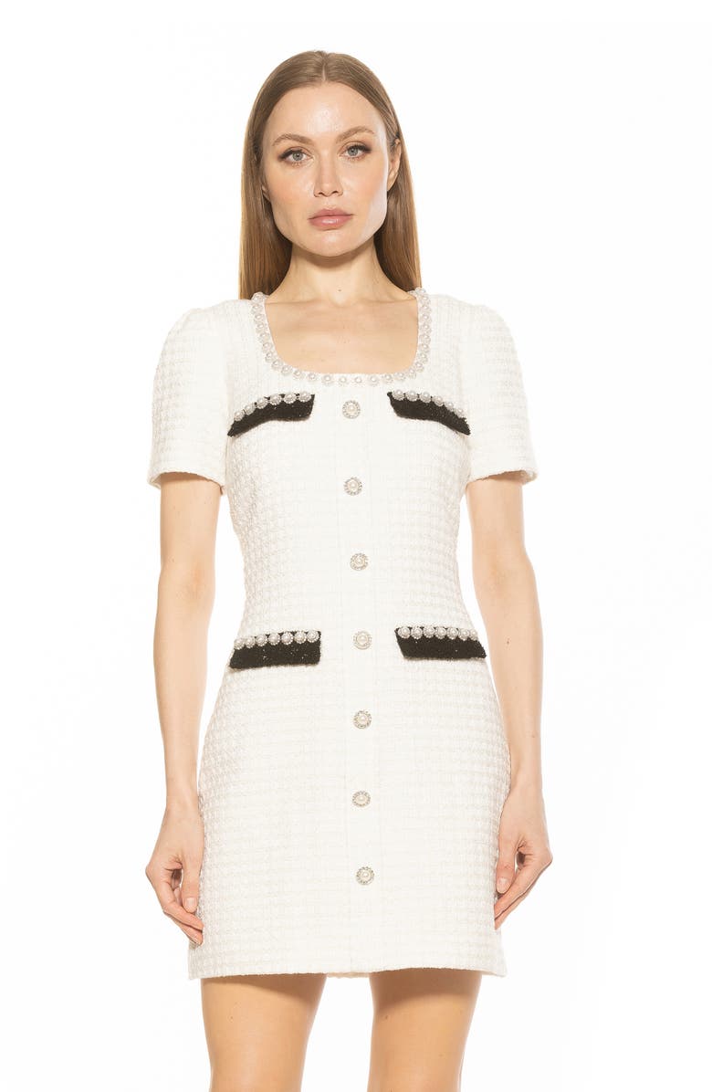 Aviva Imitation Pearl Tweed Dress