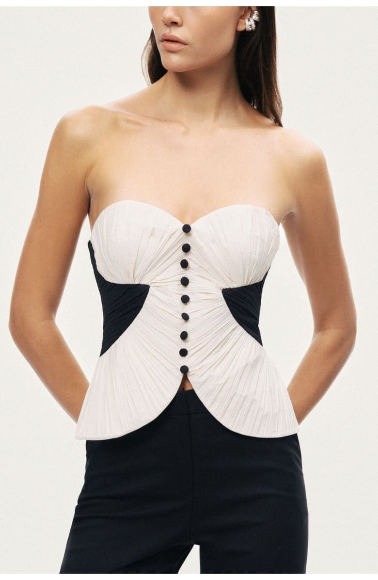 Nocturne Structured Strapless Contrast Bustier Top, Alternate, color, Multi-Colored
