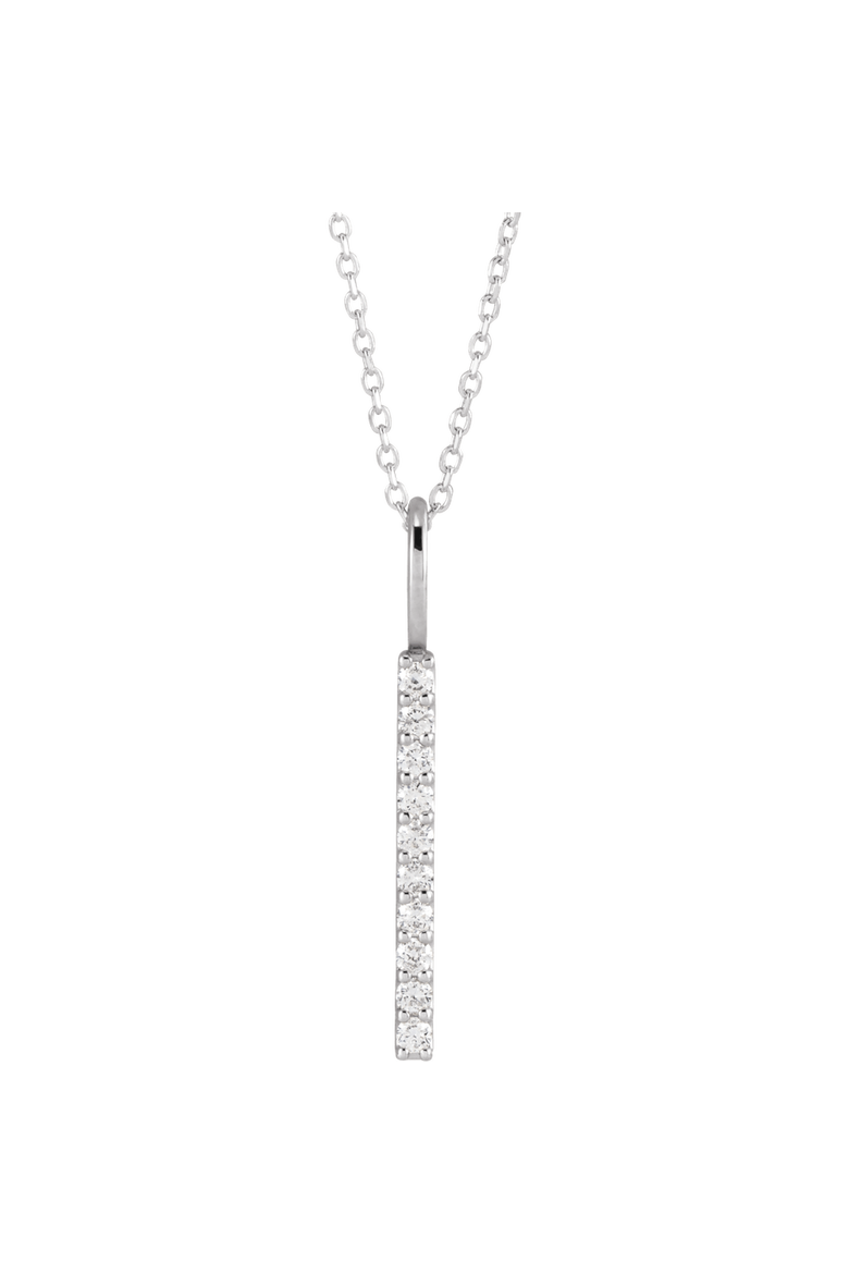 1/6 CT Natural Diamond Vertical Bar 16-18" Necklace in 14K Gold, Main, color, White
