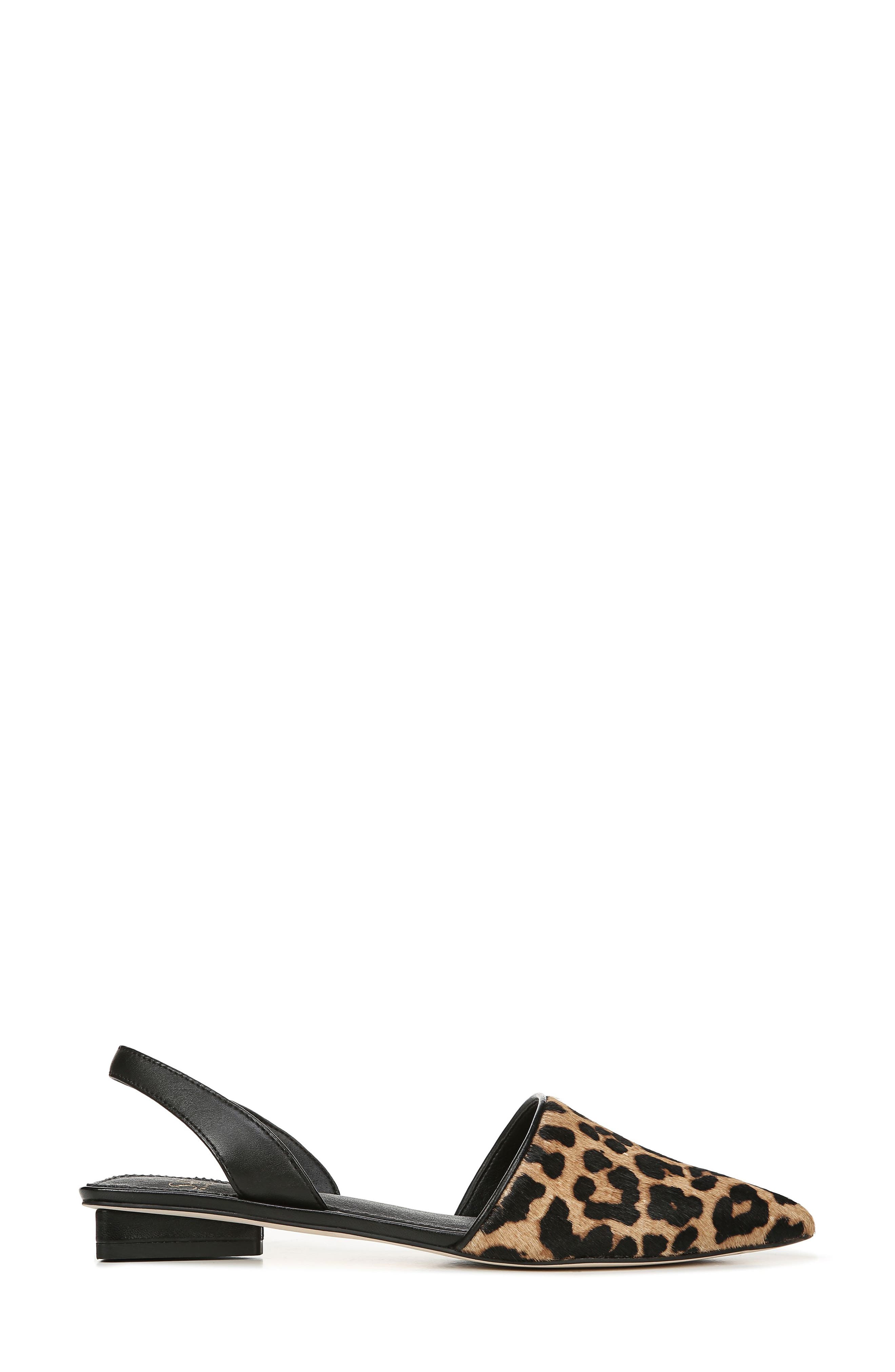 Pointed Toe Slingback Flat, Alternate, color, LEOPARD PRINT CALF HAIR