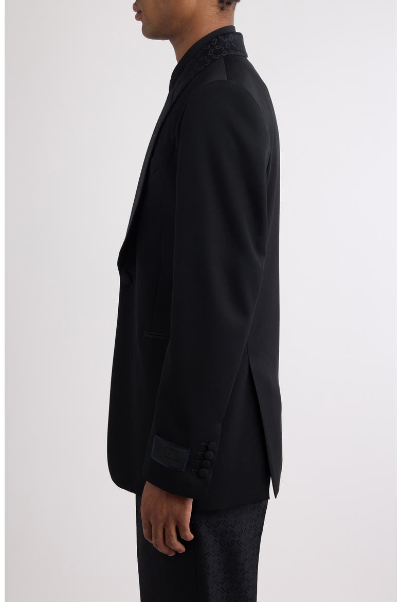 Fitted Monogram Shawl Collar Wool Blazer, Alternate, color, 001-BLACK