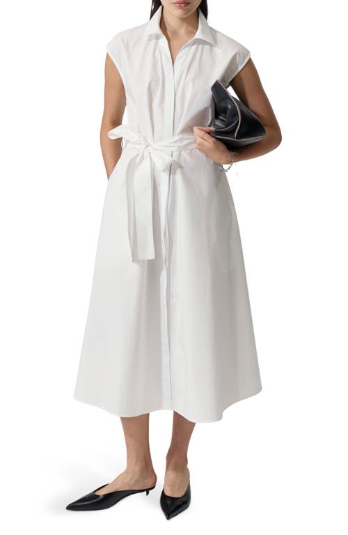 DELUC DELUC IMOLA TIE WAIST SLEEVELESS SHIRTDRESS