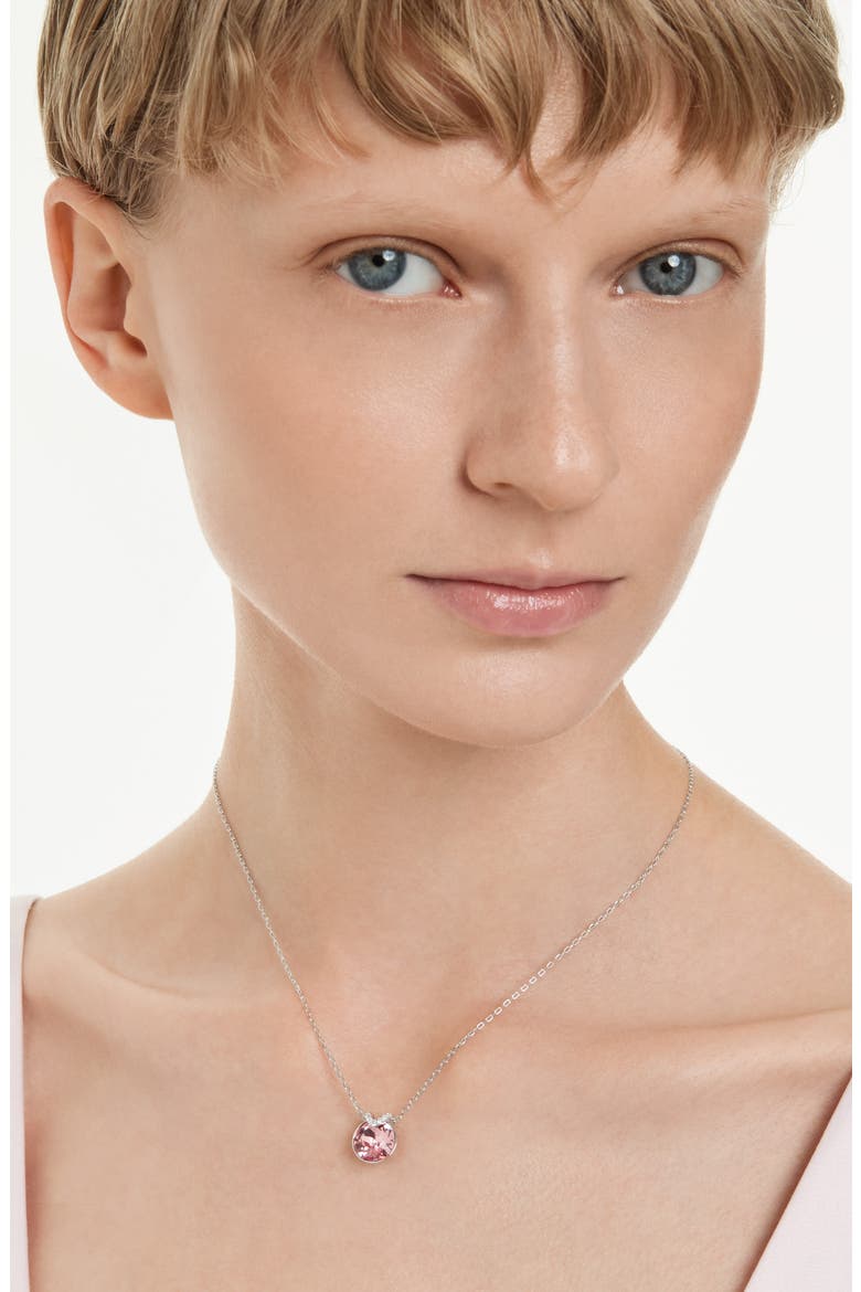 Bella Crystal Pendant Necklace, Alternate, color, PINK/ SILVER