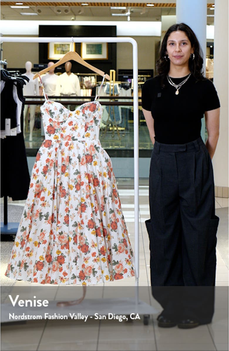 Mademoiselle Bustier Stretch Satin Midi Dress, sales video thumbnail