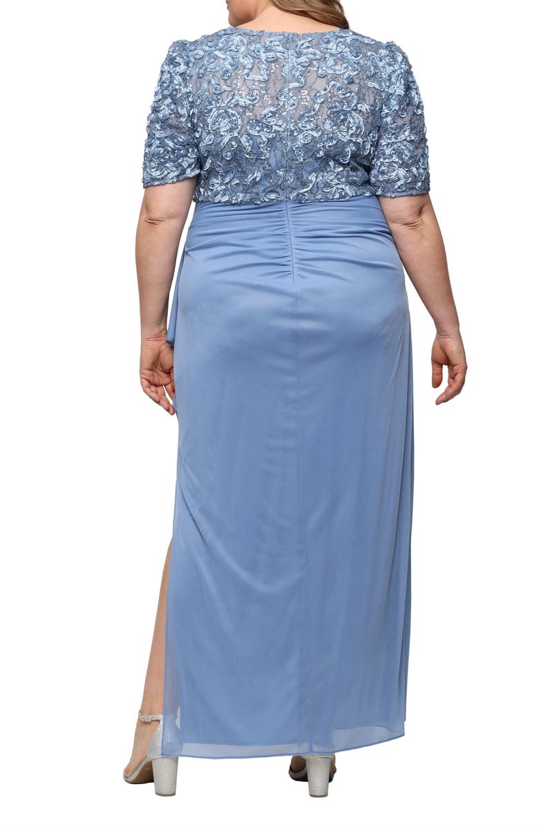 Alex Evenings Embellished Short Sleeve Empire Waist Gown, Alternate, color, Skyblue