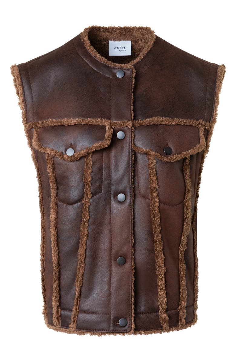 Akris punto Faux Shearling Vest, Alternate, color, Bark