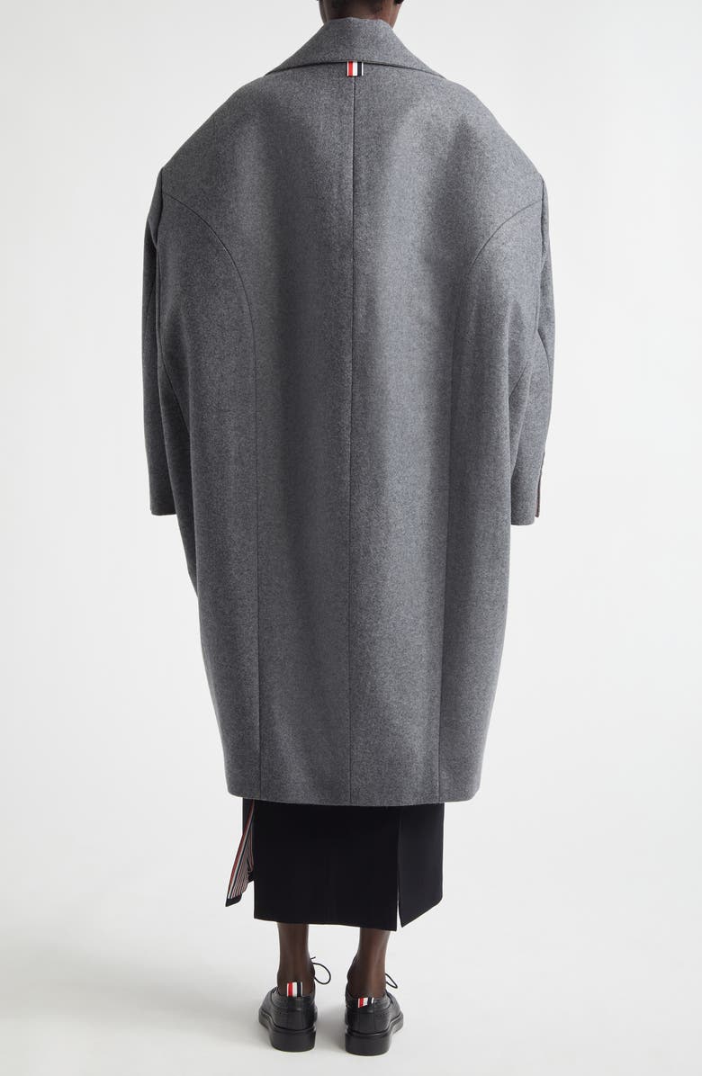 Thom Browne Melton Wool Cocoon Coat, Alternate, color, Dark Grey