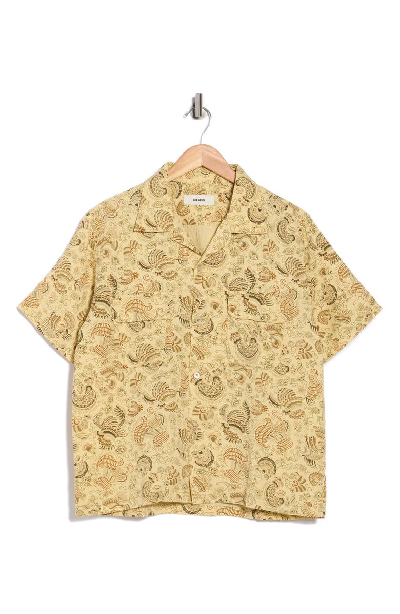 BUCK MASON Draped Linen Deuce Coupe Camp Shirt, Main, color, 