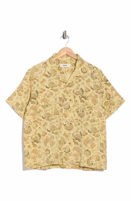 BUCK MASON Draped Linen Deuce Coupe Camp Shirt