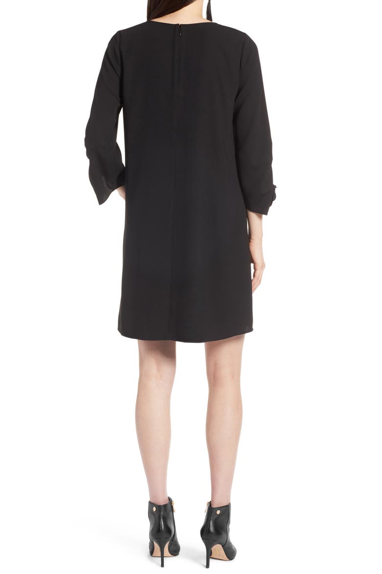 Ruched Sleeve Swing Dress, Alternate, color, BLACK