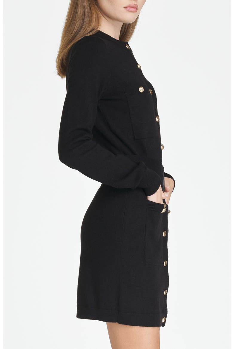 Becca Belted Long Sleeve Sweater Minidress, Alternate, color, BLACK