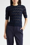 Vince Pointelle Knit Cotton Blend Sweater