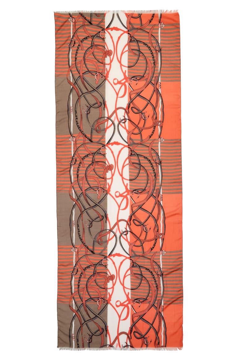 Stripe & Chain Scarf, Alternate, color, PINK/GREY