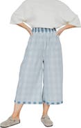 Turtledove London Organic Cotton Marine Check Print Reversible Crop Trousers