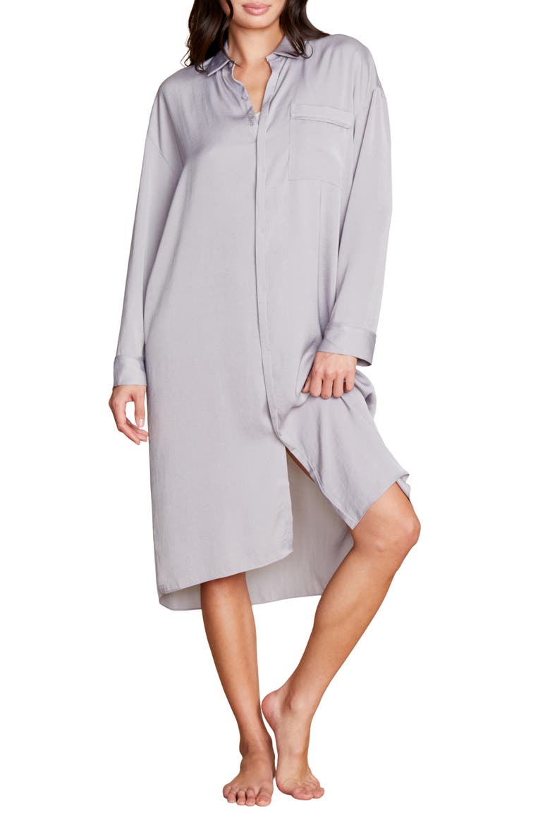 Satin Nightshirt, Main, color, DOVE GRAY