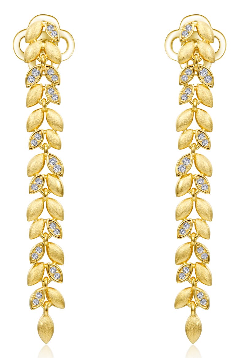 Gold Club Leaf Drop Earrings, Main, color, WHITE
