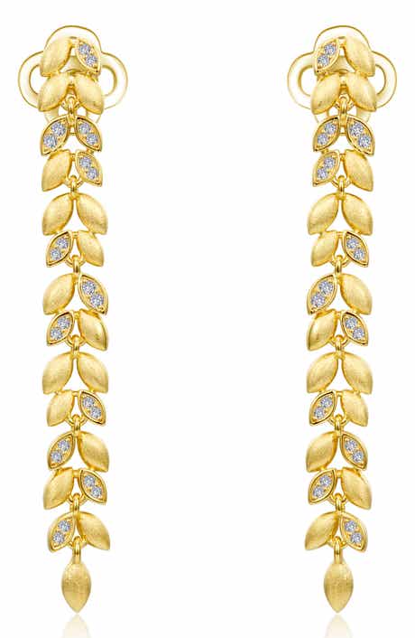 Gold Club Leaf Drop Earrings