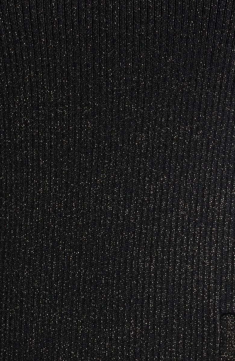 Elie Tahari The Chaya Metallic Button Detail Long Sleeve Sweater Dress, Alternate, color, Noir Black/ Gold Lurex