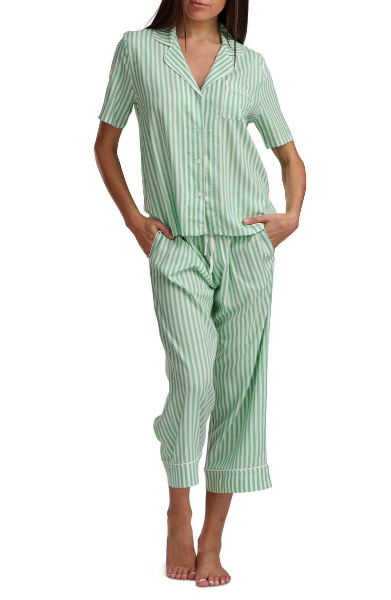 Splendid Notch Collar Pajamas, Alternate, color, Foggreenstripe