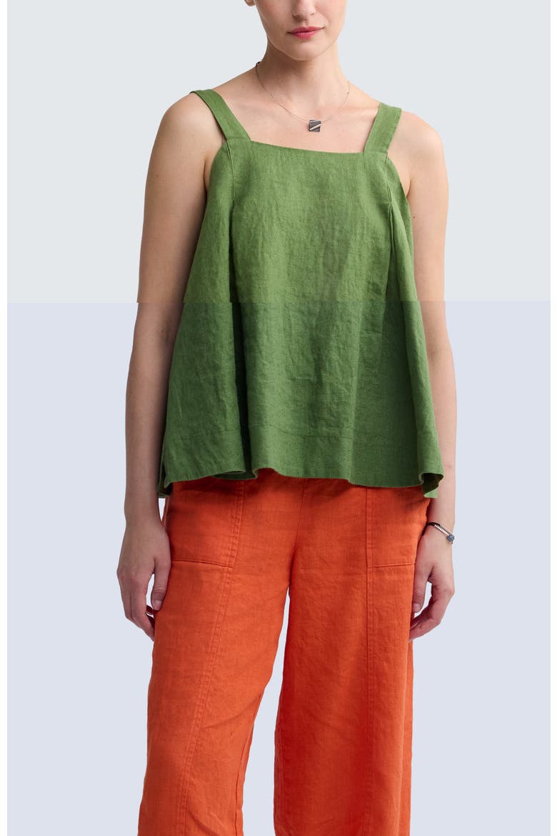 Mariel Square Neck Linen Top, Main, color, Apple Green