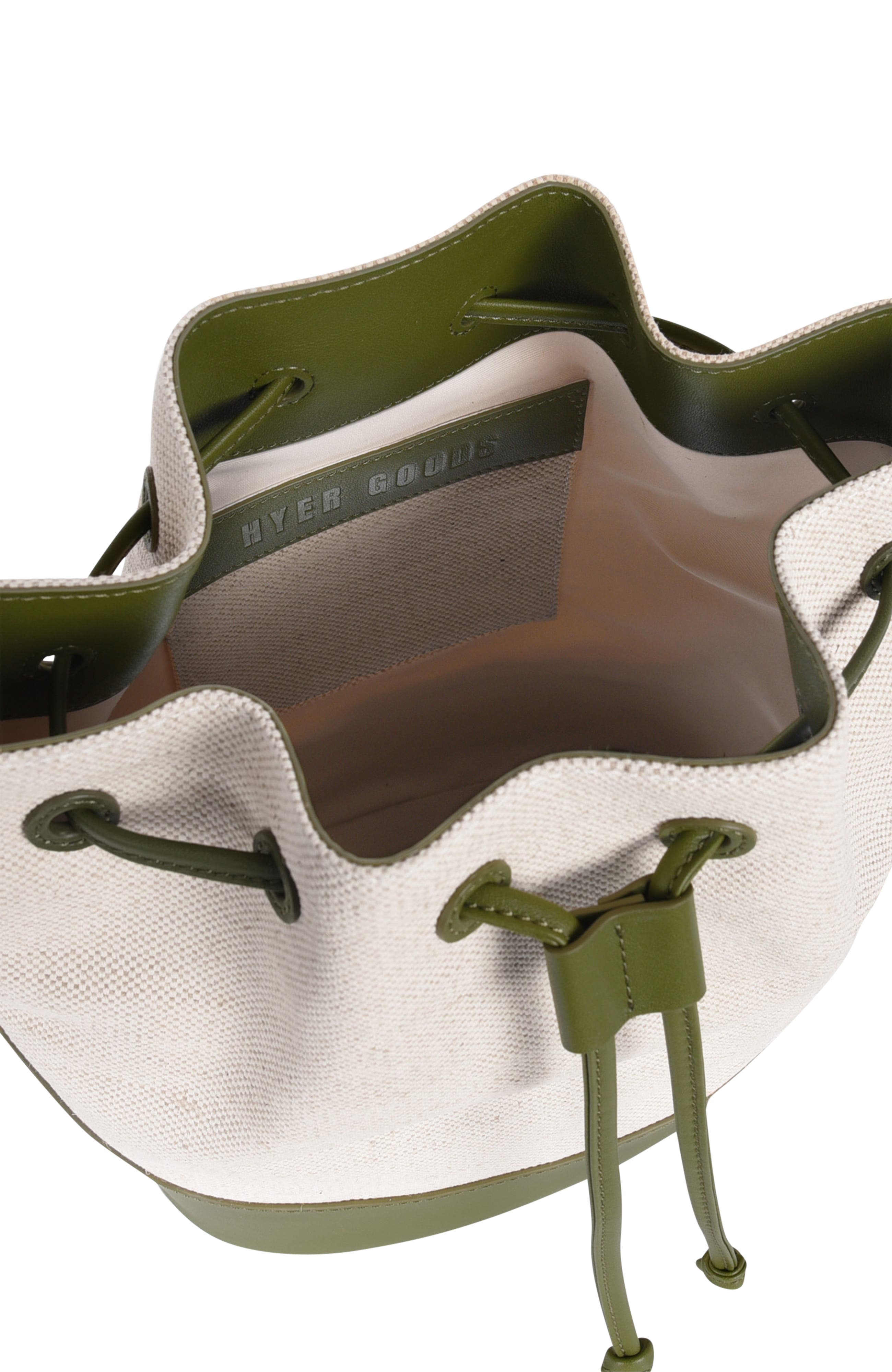 HYER GOODS Canvas and Upcycled Leather Everyday Cinch Bucket Bag, Alternate, color, 