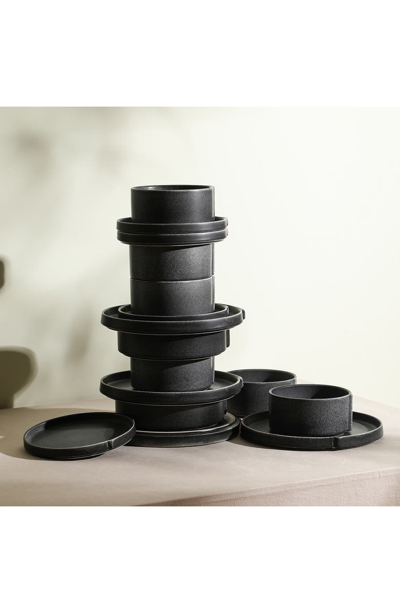 Stone Lain Bao Stoneware 12-Piece Dinnerware Set, Alternate, color, Charcoal